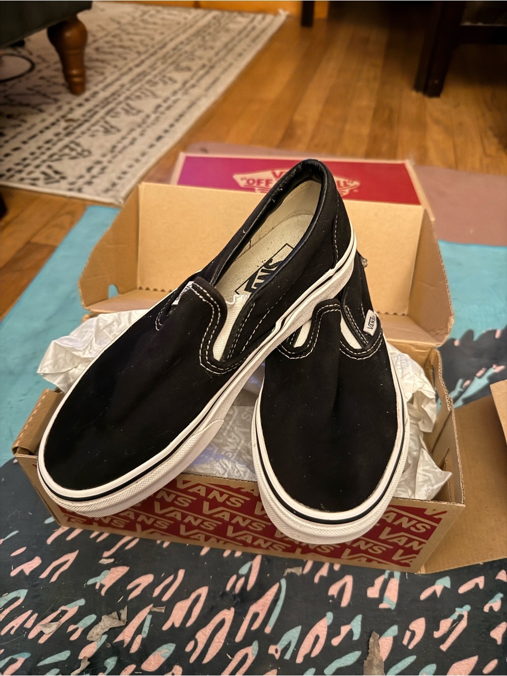 Vans Black Slip-On Canvas Loafers
